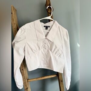 Lovers + Friends White Cropped Button-Up Shirt